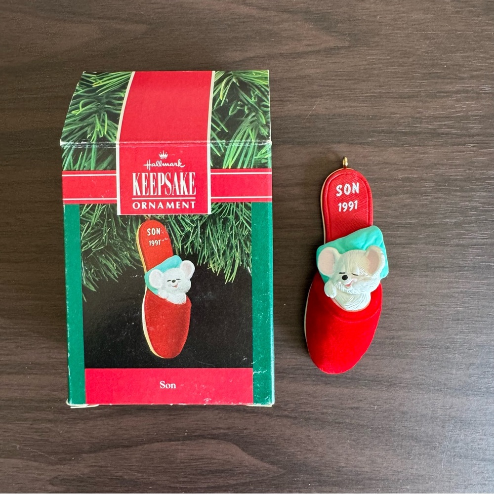 Hallmark Keepsake Ornament Son 1991 Mouse in‎ Slipper Christmas Holiday